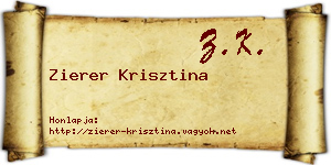 Zierer Krisztina névjegykártya